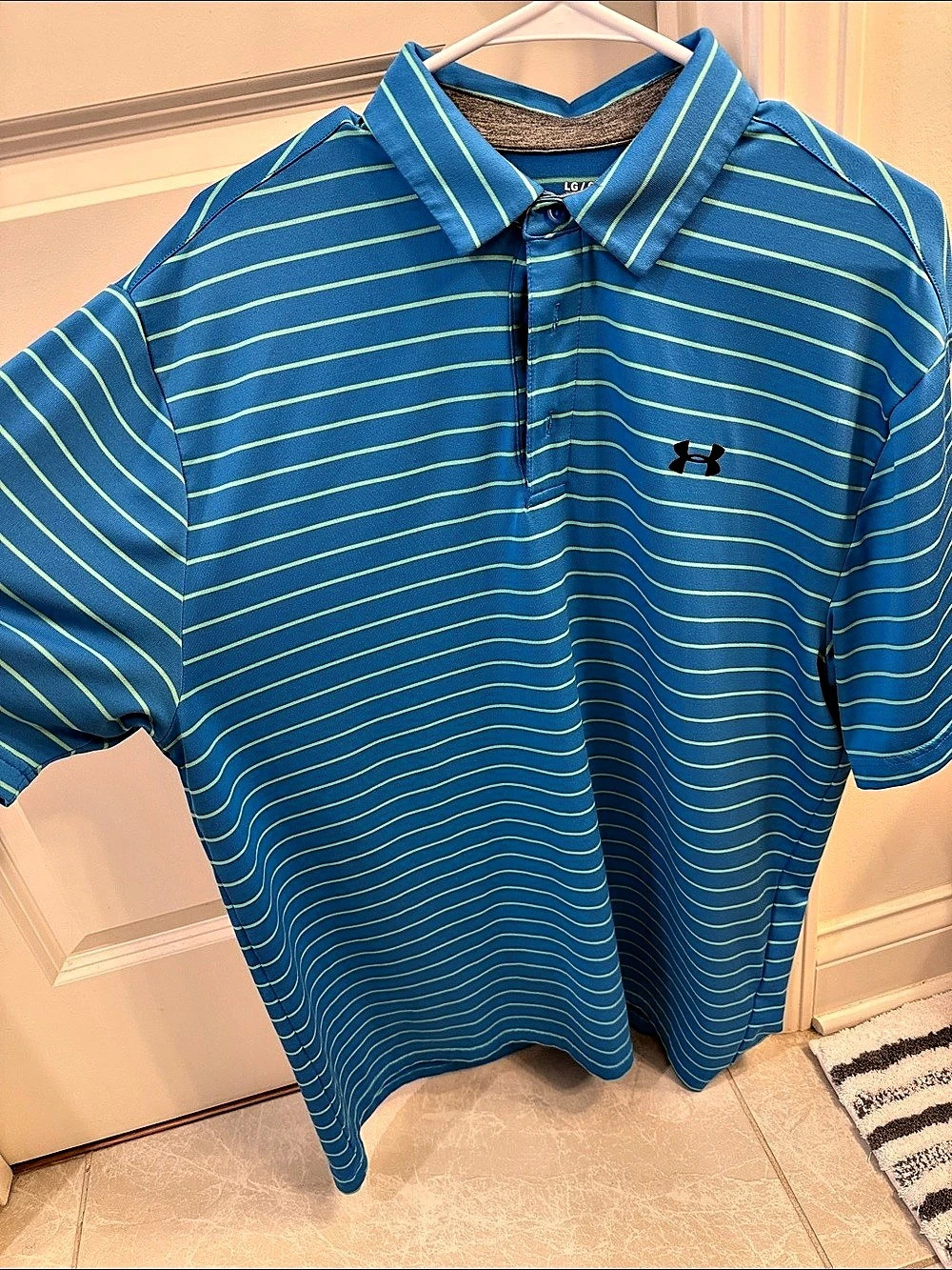Under Armour Playoff Polo Striped Blue & Green
